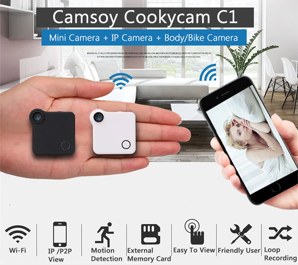 C1 Cookycam WiFi мини камера Магнитная видеокамера датчик движения P2P IP веб-камера DV DVR HD 720P H.264 Видео Аудио Рекордер Micro Cam