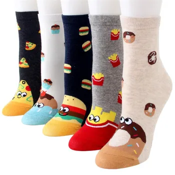 

Women Cute Fruit Food Socks Novelty Pisa Cake Hamburger Egg Donuts Crew Kawaii Socks Women Cotton Socks For Female Girl Sokken