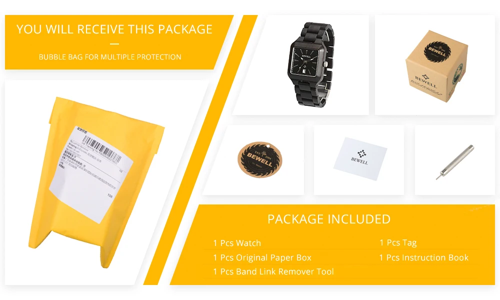 BEWELL WOODEN WATCH