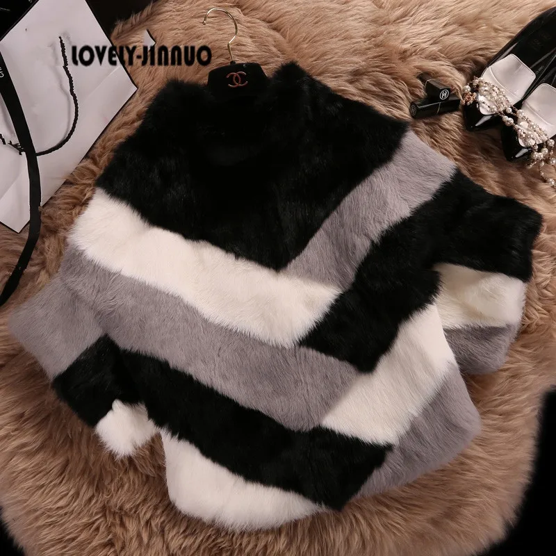 2018 New Autumn And Winter Real Rex Rabbit Fur Coat Jacket Short Slim Female Leather Cuff Routine COAT Free Shipping JN427 | Женская