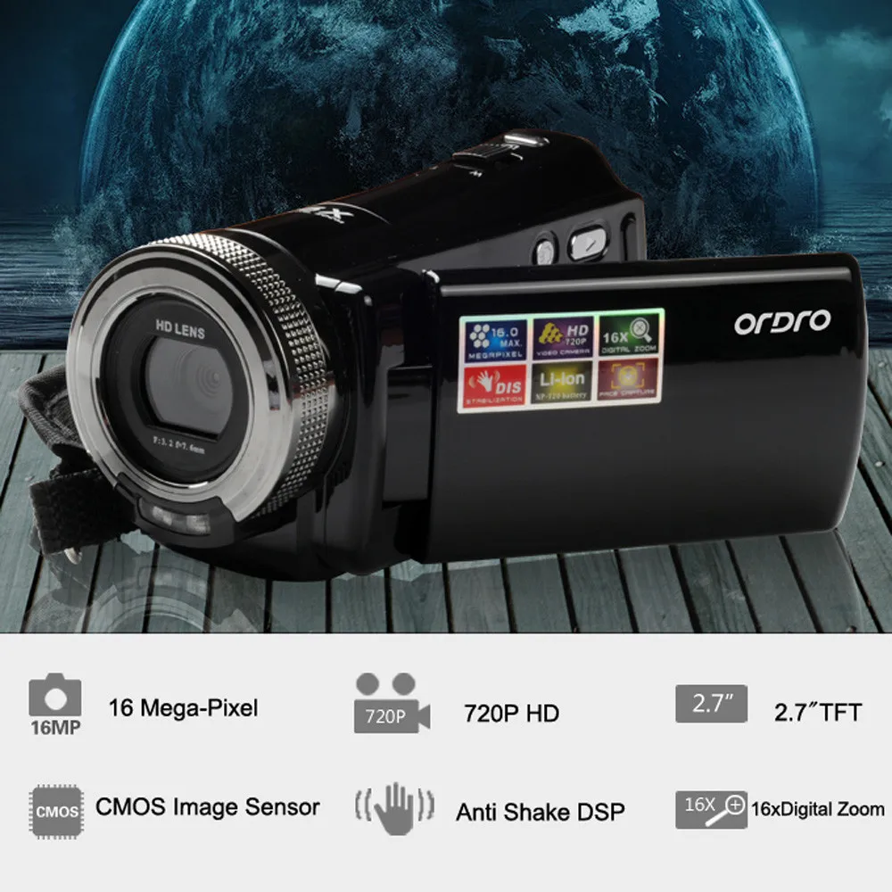 

16MP 720P 16X Digital Zoom DVC Digital Video Camera Camcorder 2.7inch TFT LCD Screen Face Detection Smile Capture Anti-shake