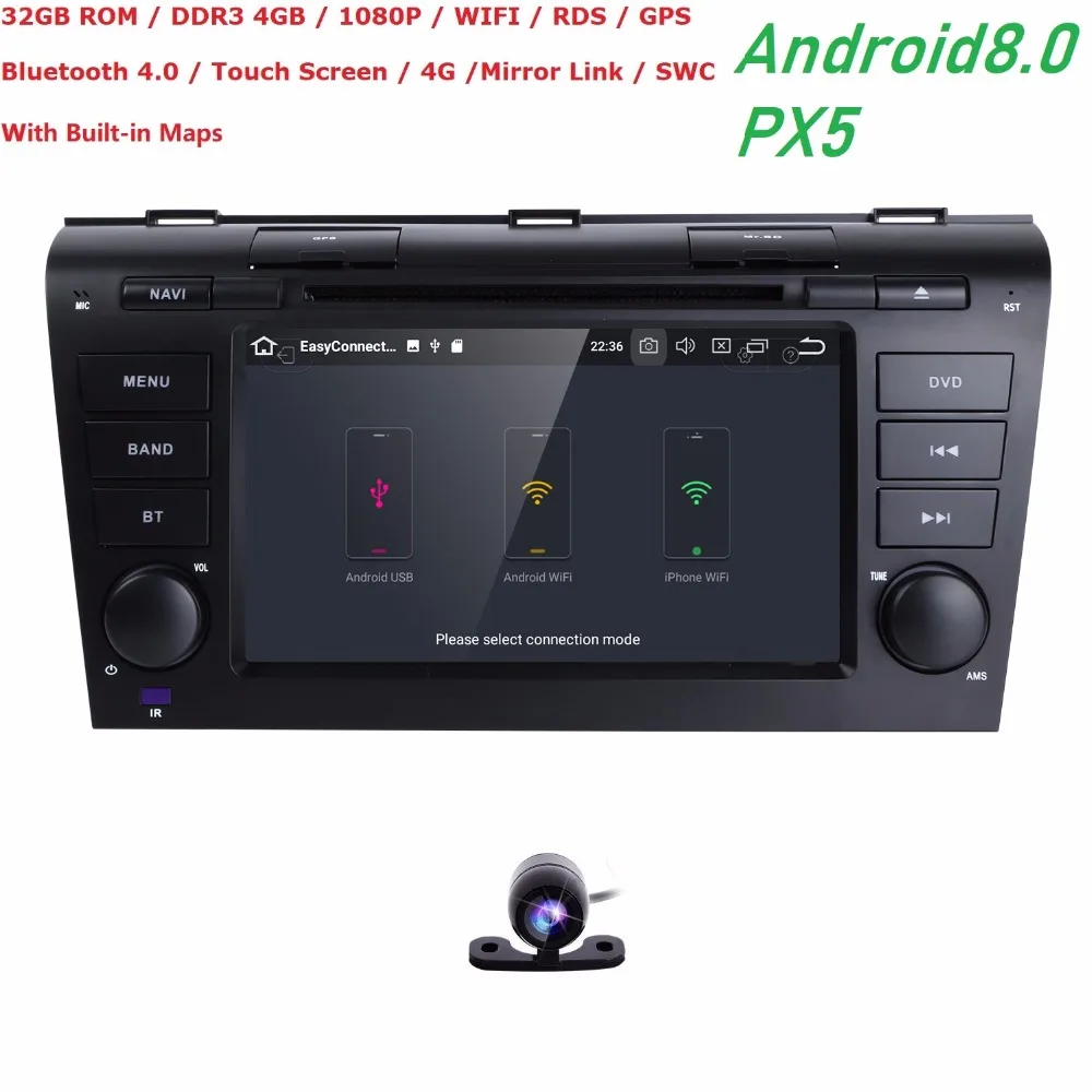 Top 7" 8OctaCore Android8.0 OS Car DVD for Mazda 3 2004 2005 2006 2007 2008 2009 with 4GB RAM 32GB ROM & Built-in mic WIFI rear cam 1