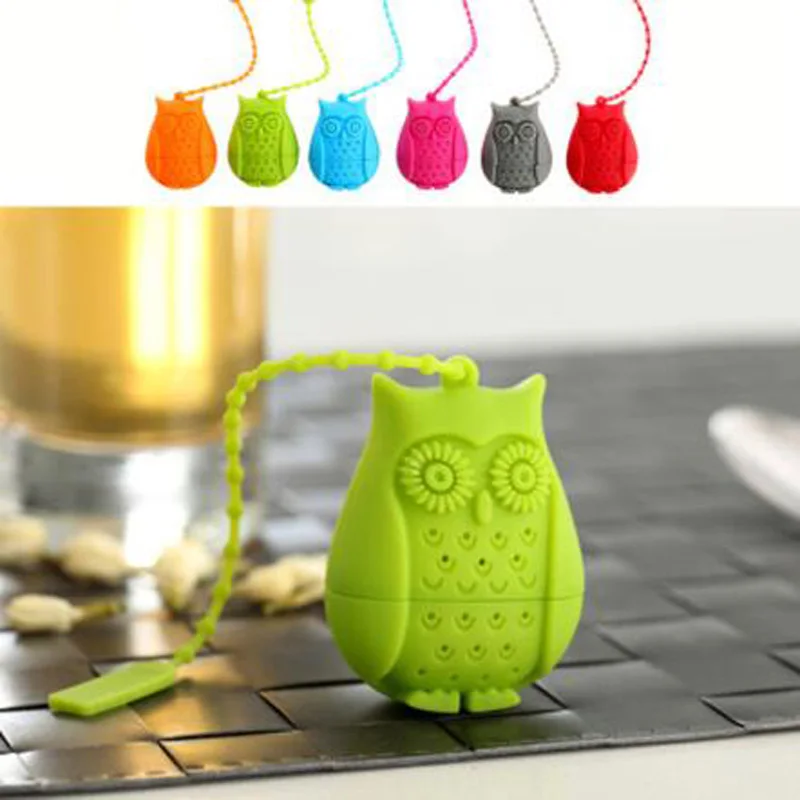 

2016 Hot Sale Owl Tea Bags Strainers Silicone Teaspoon Filter Infuser Silica Gel Filtration Silicone loose-leaf Tea Infuser Filt