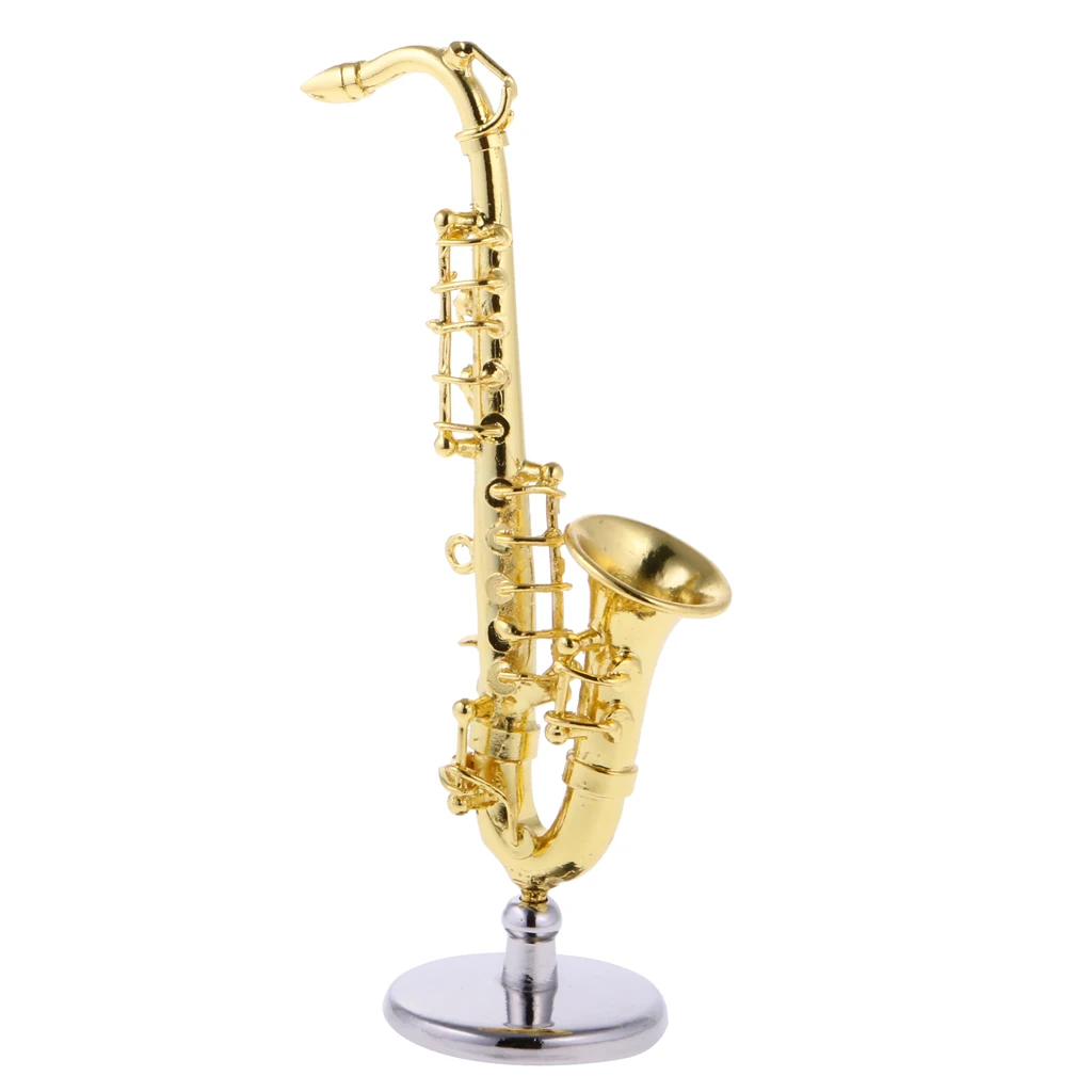 Dollhouse Miniature Realistic Saxophone, Meatal Music Instrument Model, 1:12 Scale Doll Home Decor