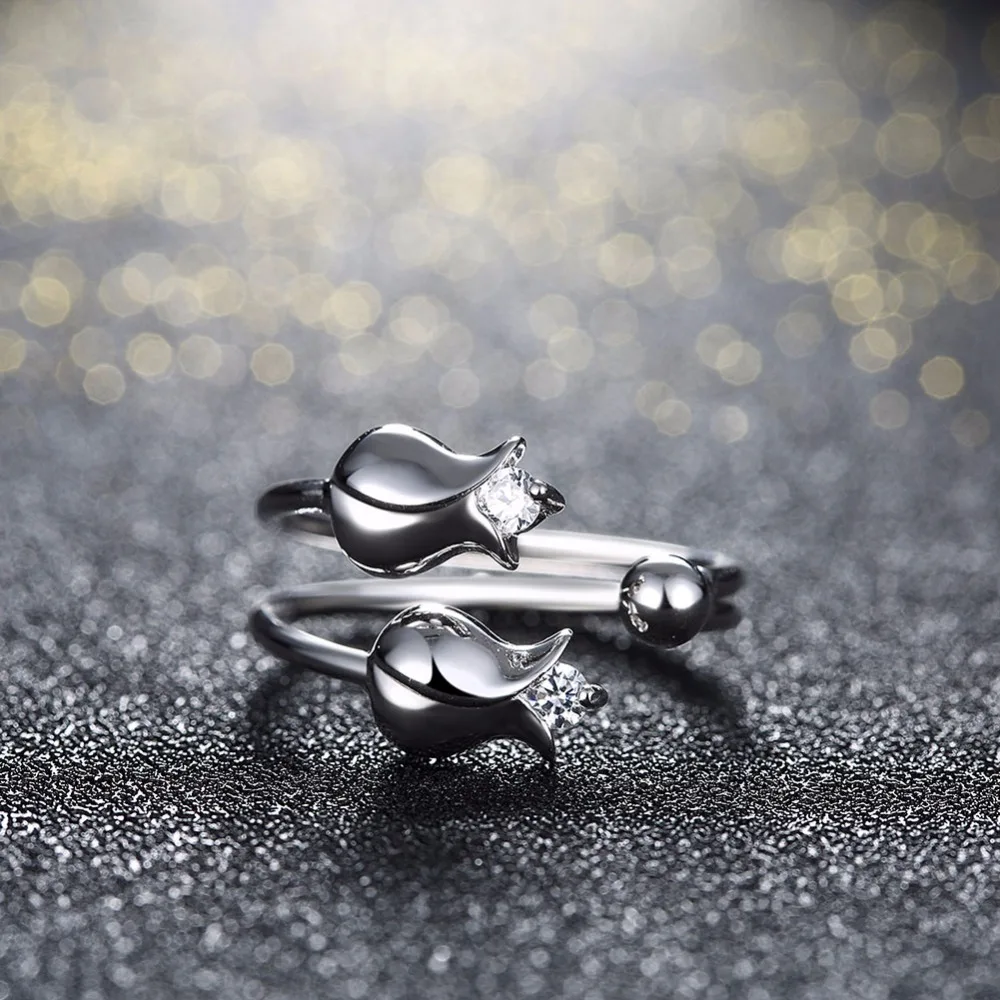 Rose Shape Romantic Solid 925 Sterling Silver Adjustable Rings For Women New 2016 Party Accessorise (JewelOra RI102185)