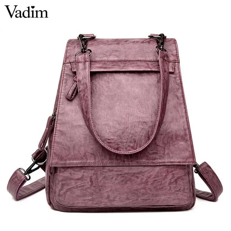 

Retro Soft Leather Backpacks Women 2019 Multifunction Backpack Female Small Bagpack Schoolbag for Girls Travel Back Pack Mochila