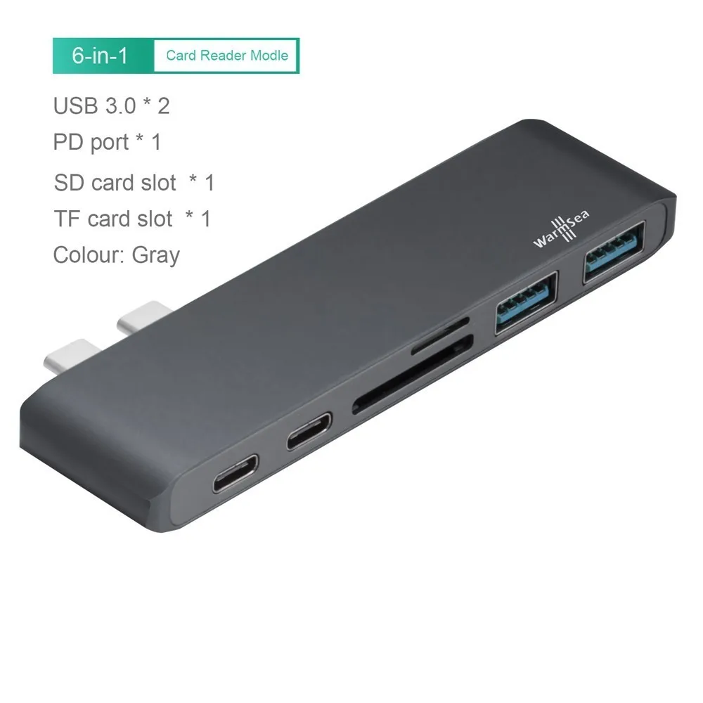 USB C концентратор type C адаптер HDMI 4 K Thunderbolt 3 сплиттер USB-C док-станция с USB 3,0 TF считыватель SD карт PD RJ45 для MacBook Pro Air - Цвет: Зеленый