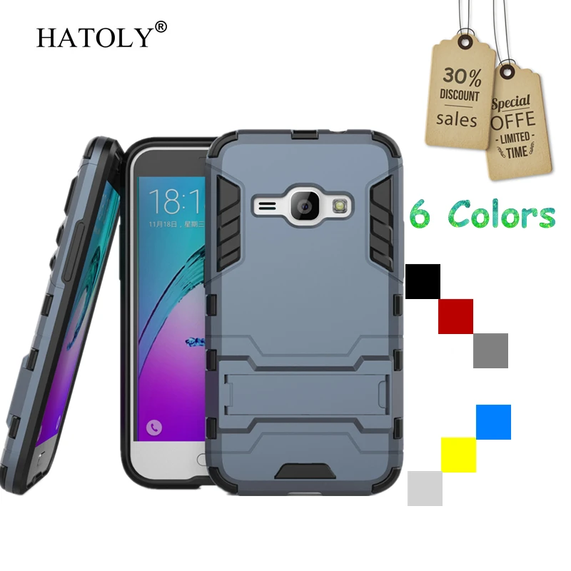 

Case For Samsung Galaxy J1 2016 J120 J120F Slim Hard Back Phone Cover Shockproof Robot Armor Hybrid Rugged TPU Coque with Stand