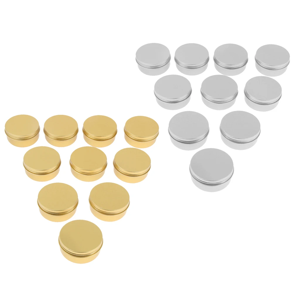 

20x Gold Silver Refillable Aluminum Screw Cap Cream Empty Lip Balm Candles Container Jars 50ml
