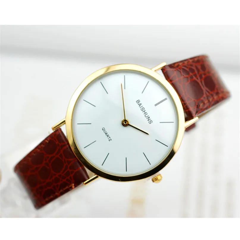 

Women Watches Men Relojes Hombre Bayan Kol Saati Noble 1PC Thin Brown Belt Watch Watches For Men And Women Casual Simplicity5*