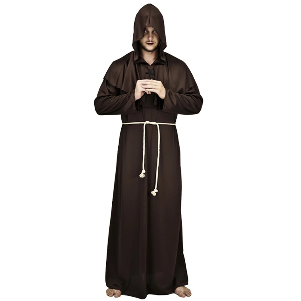 Disfraz De Monje Medieval Para Halloween Y Carnaval - Incluye Túnica, Capucha, Cinturón, Collar Y Guantes