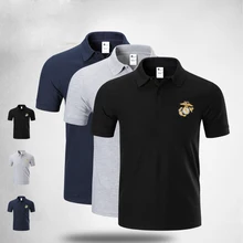 Тактический военный футболка-поло Для мужчин армии Стиль морской пехоты США рубашка в стиле милитари хлопок короткий рукав дышащие мужские поло топ