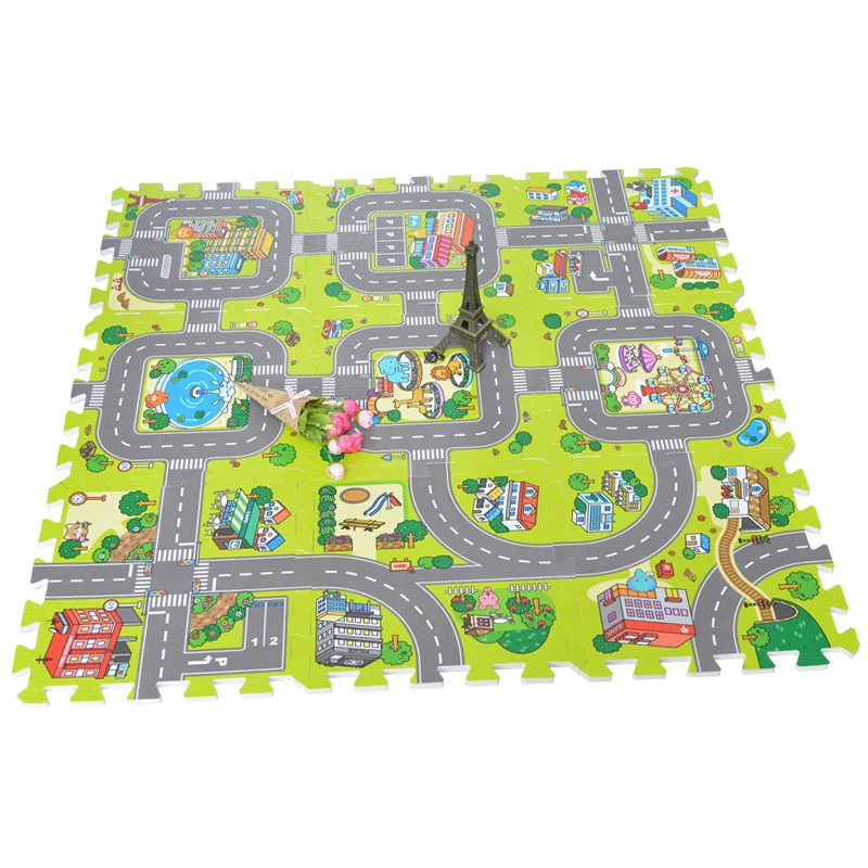 

9PCS City Road Play Mats Foam Baby Toddler Crawl Developing Toys Educational Split Joint Kids Puzzle mats Baby Soft & safe toys