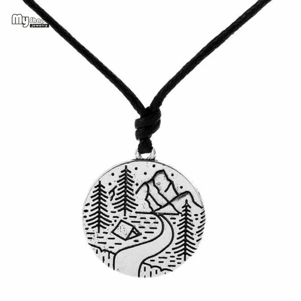 

My Shape Adventure Time Jewlery Nature Trip Pendant Choker Camping Statement Necklace Himalayas Mountain Climber Round Charms