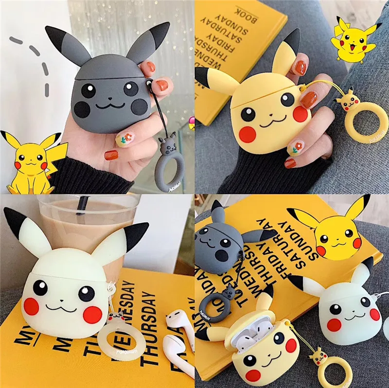 Air pods 2 Cartoon Pokemon Cute Funny Pikachu earphone Cover For Apple Wireless Bluetooth Headset Airpods Silicone Cases Funda