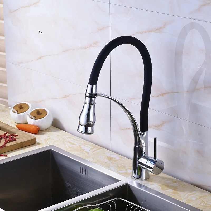 

Contemporary Swivel Spout Kitchen Sink Faucet Single Handle Mixer Tap Chrome Polished