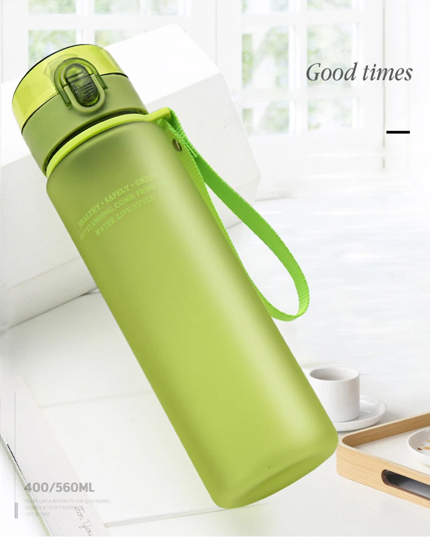 LIYIMENG 400ml 560ml Plastic Water Bottle Flip Top Lid Design BPA Free Leak Proof Portable Outdoor Sports Bottles B1