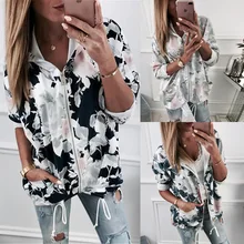 S-XL autumn winter floral print tops hoodies blouse casual leisure women hoodies tops blouse calico print poncho blouse