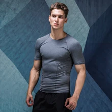 Спортивные колготки мужские тренеры спортивные футболки с коротким рукавом скорость сухой бег футболка и круглый вырез тренировочная одежда