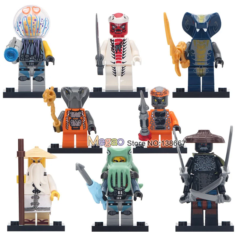 10 лотов ниндзя действие Chokun Snappa Garmadon оружие Акула Скелет армии строительные блоки детский подарок игрушки - Цвет: Тёмно-синий