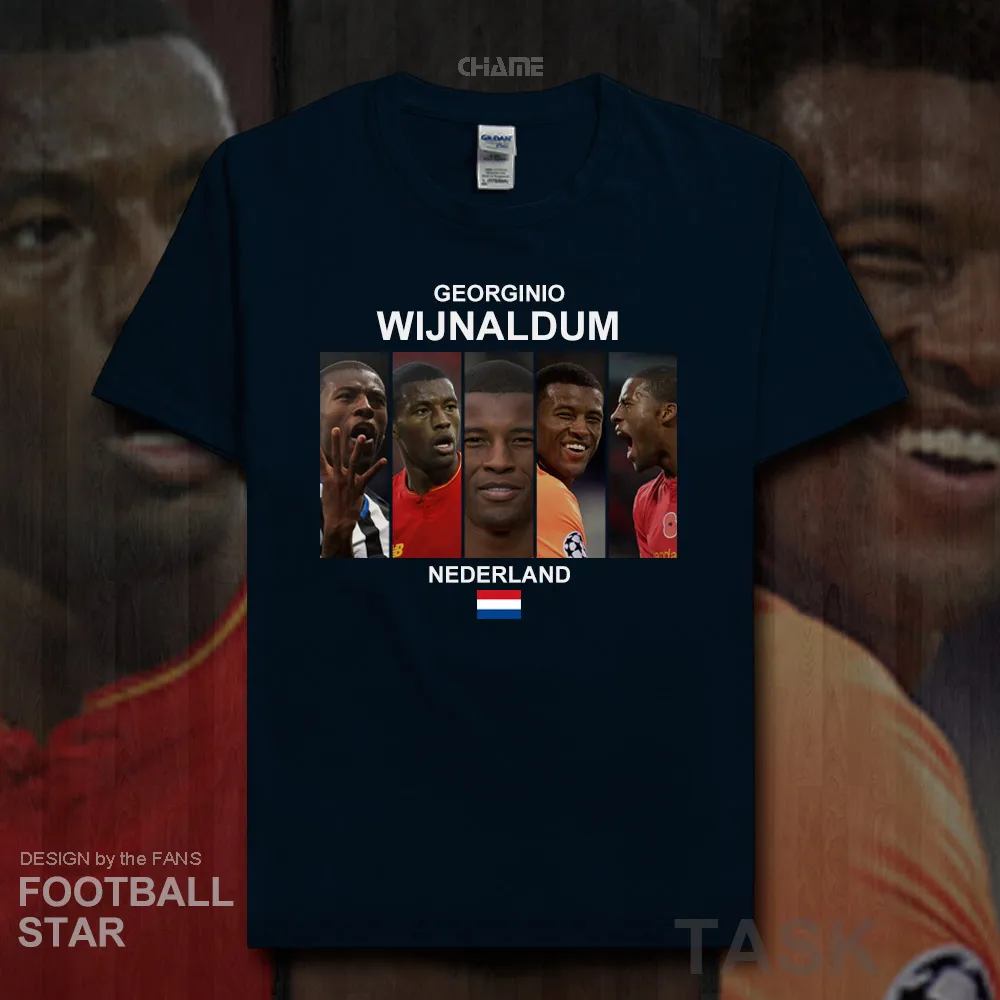 

Georginio Wijnaldum t shirt 2018 jerseys Netherlands Liverpool footballer star cotton fitness t-shirt clothes casual summer 20