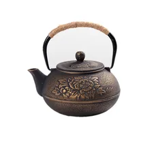 900 мл чугунный чайник без покрытия Южная Япония, японские инструменты кунг-фу ситечко из нержавеющей стали пион чайник