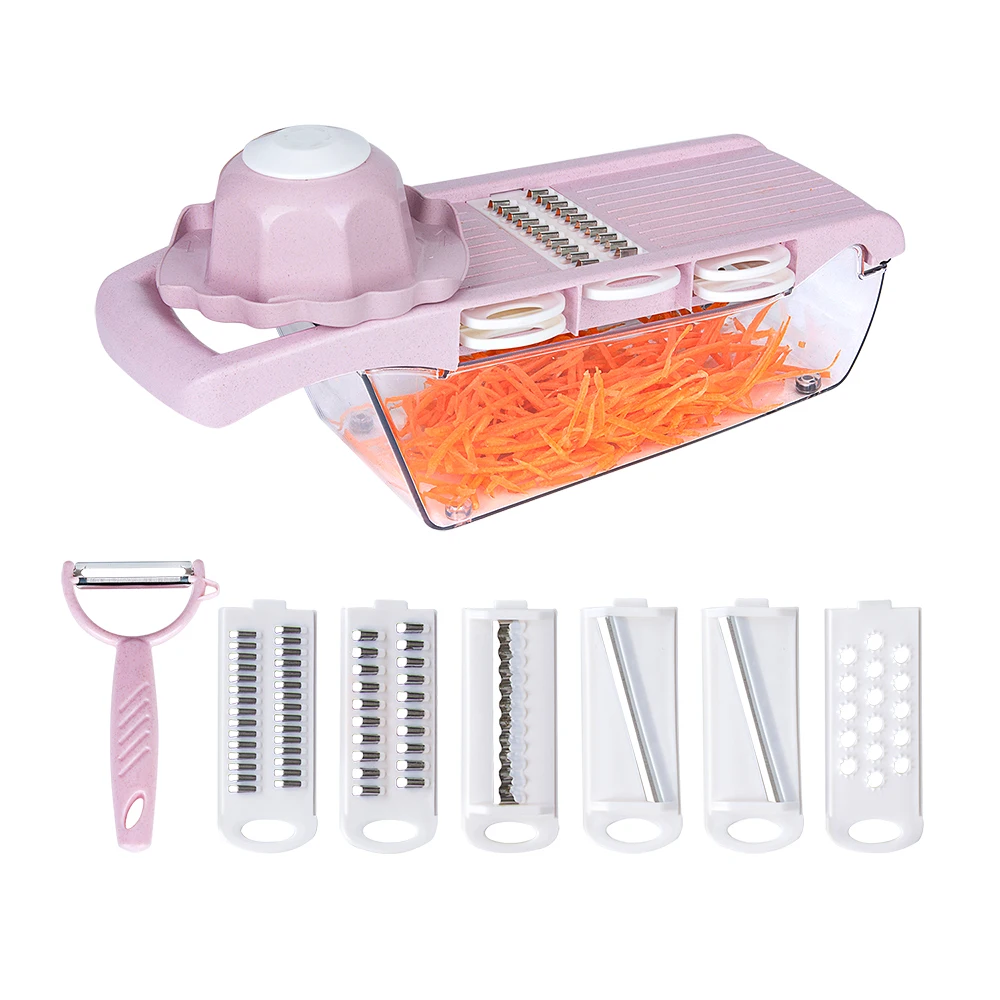 

6pcs Multifuction Vegetable Cutter Kitchen Accessories with Steel Blade Manual Potato Peeler Carrot Cheese Grater Slicer