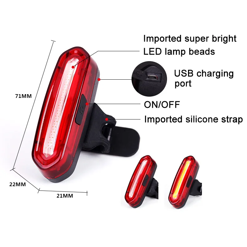 Sale 1 Pcs Bicycle Rear Light Cob 6 Modes Rechargeable USB Safety Taillight Cycling Waterproof Tail Light YS-BUY 0
