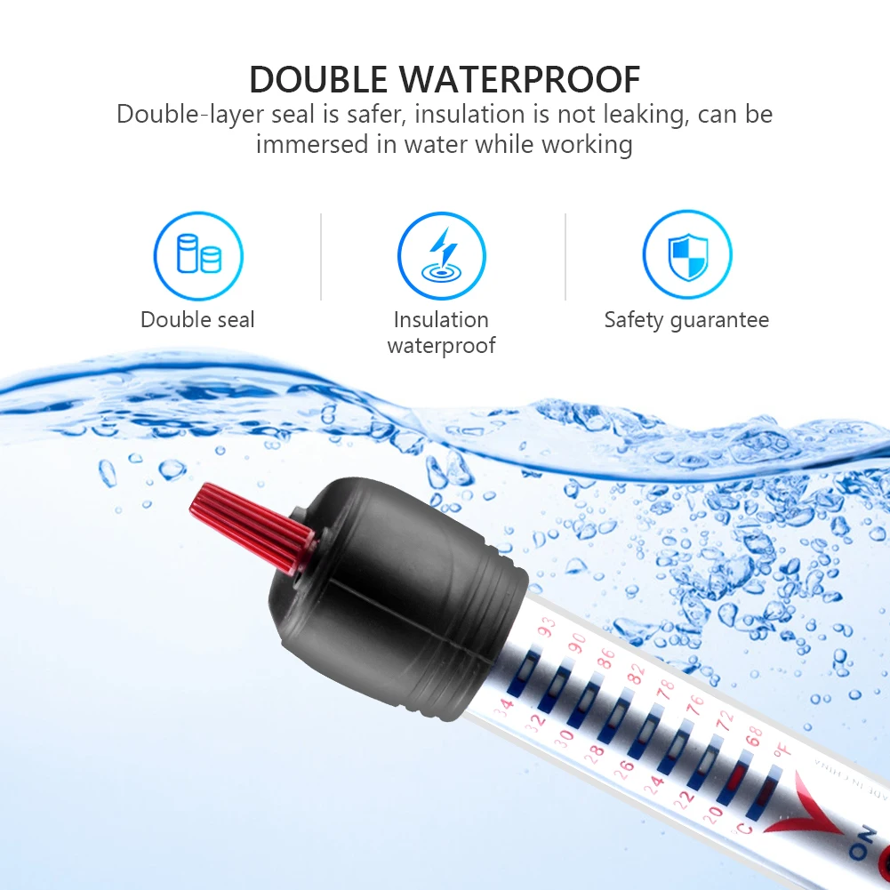 220v Aquarium Submersible Fish Tank Automatic Water Heater Eu Plug Constant Temperature Heating Rod With Protective Sleeve