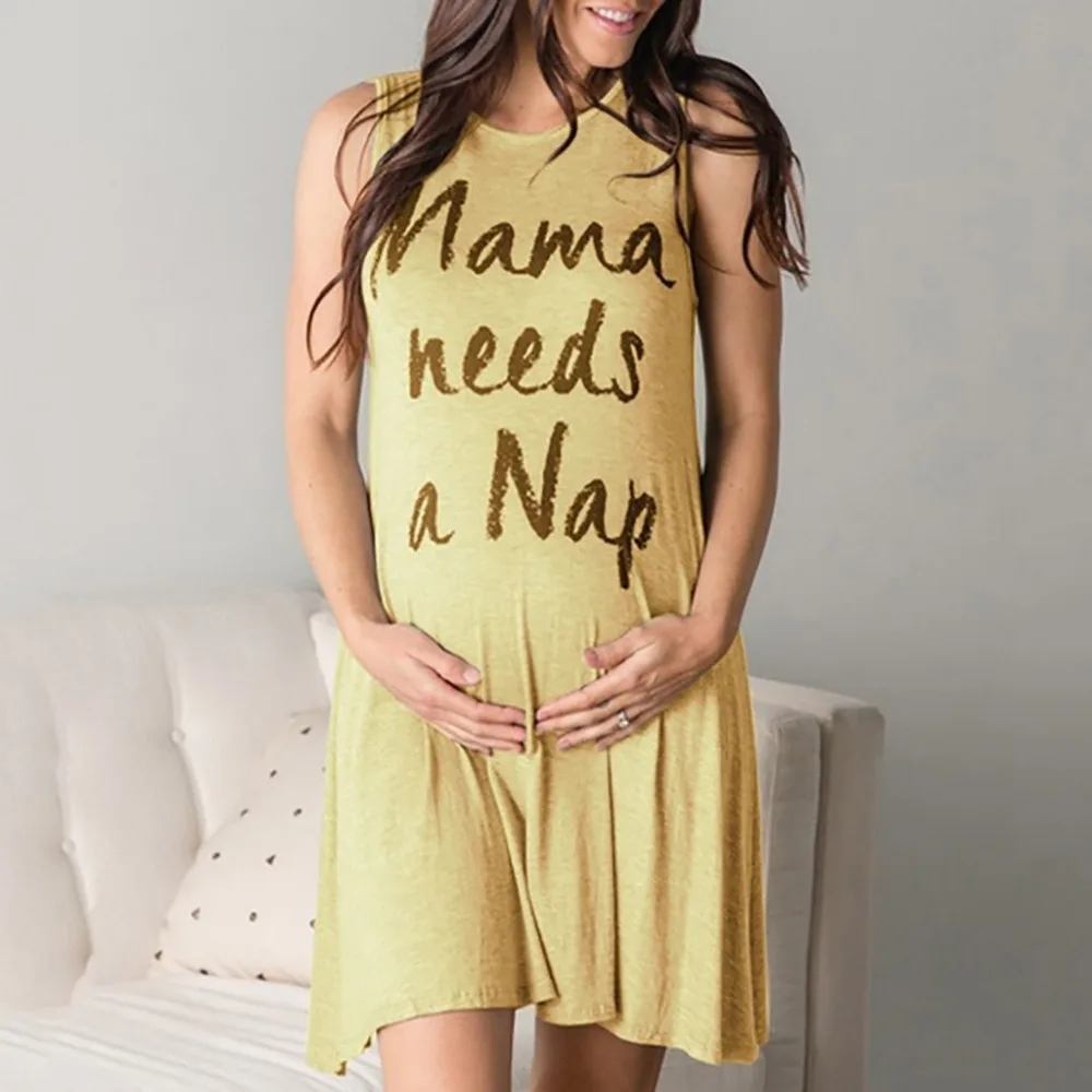 Одежда для беременных летнее платье для беременных без рукавов с принтом Повседневная одежда Ropa Одежда для беременных женщин