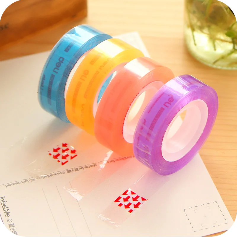 

2 pcs /set Colorful transparent tape 12 mm students diy tapes set Office and school stationery supplies