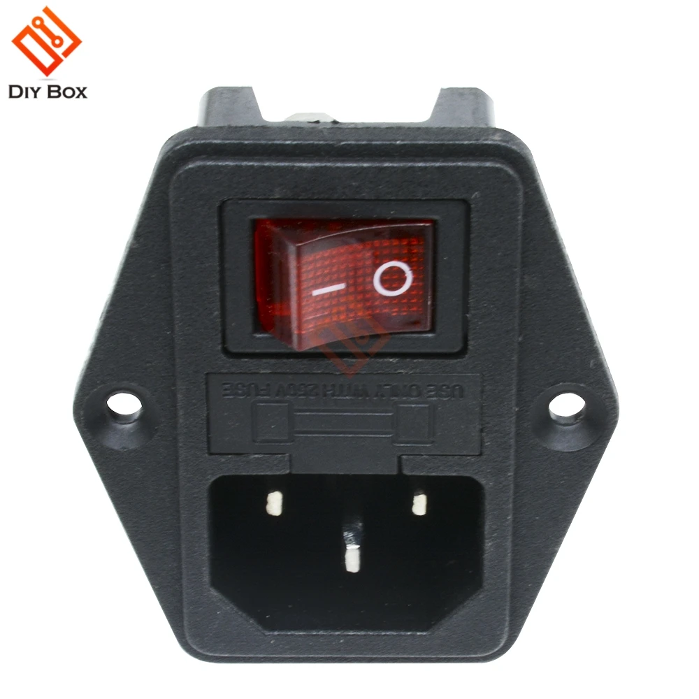 

AC 250V 10A Black Red 3-Pin Terminal Power Socket switch with Fuse Holder