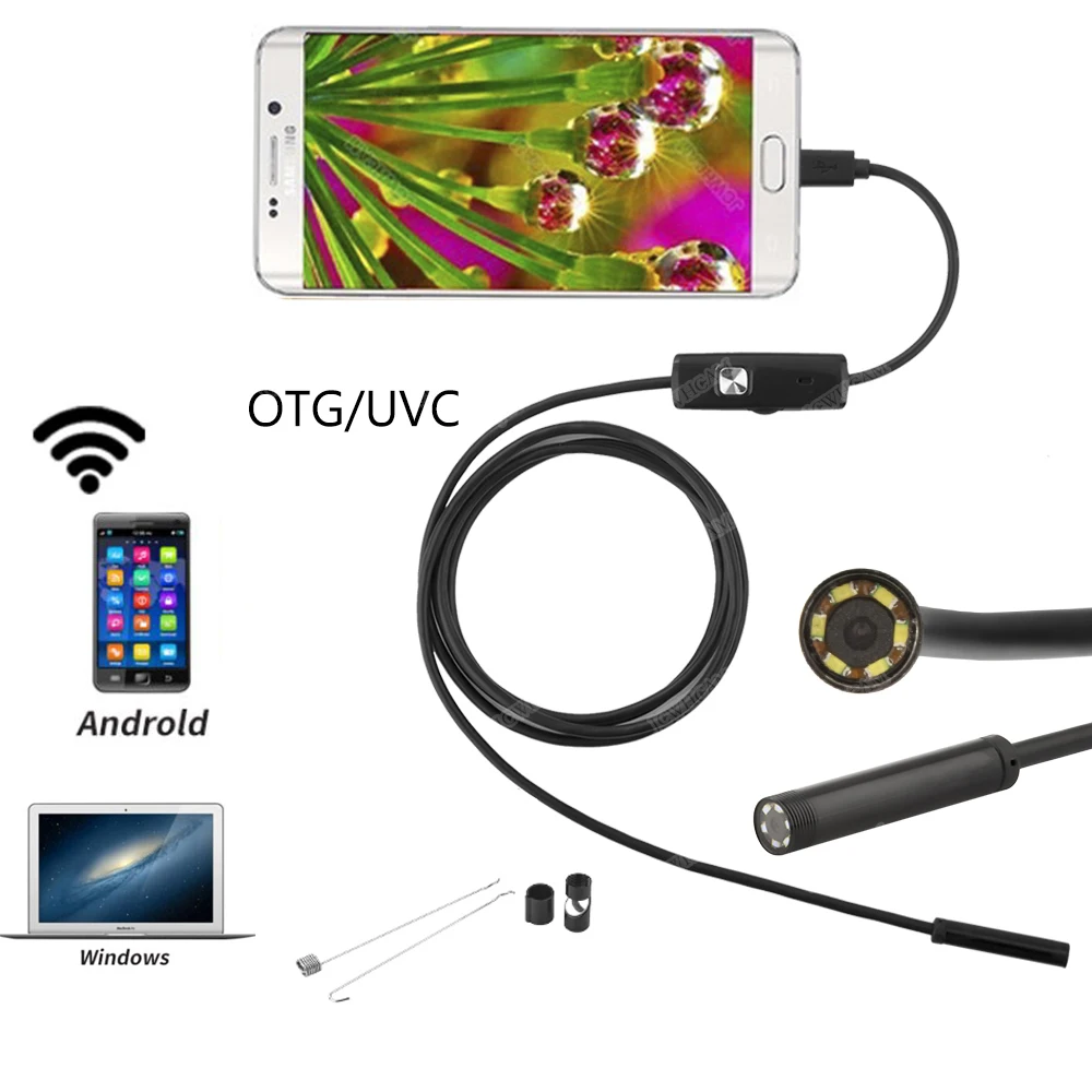 

8MM Lens 1M-10M Soft Cable Endoscope Android USB Endoscope Camera Waterproof Led Borescopes Camera For PC Android Phone