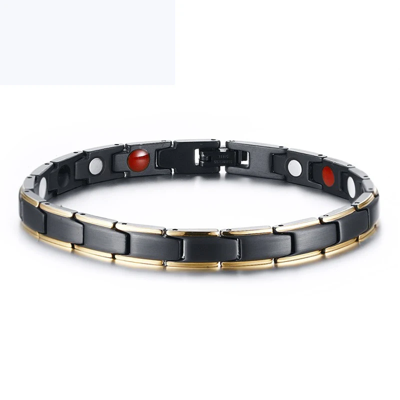 Top Quality Health Care Mens Bracelets & Bangles Black Color Titanium Steel Jewelry