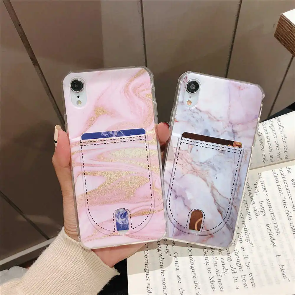Для Iphone 8 8plus X XR XS Max мраморный чехол для кредитных карт 6 Чехол 7 7Plus Мягкий ТПУ