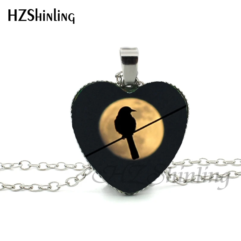 Черный Кот и луна сердце ожерелье животное с Луной кулон в форме сердца, украшения для женщин в форме сердца ожерелье HZ3