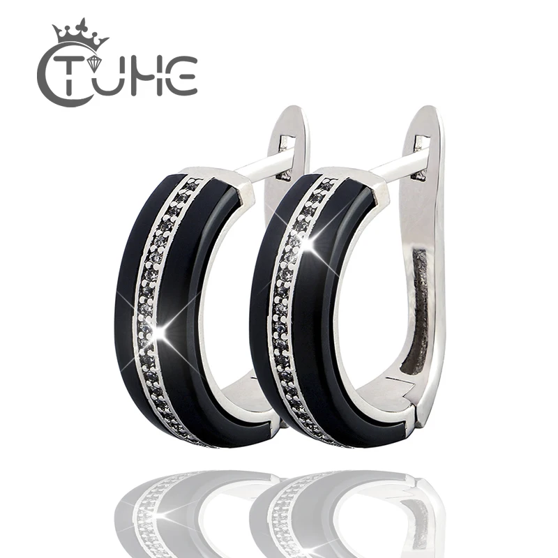 Новые керамические круглые серьги гвоздики и ожерелье с AAA CZ Модный Ювелирный