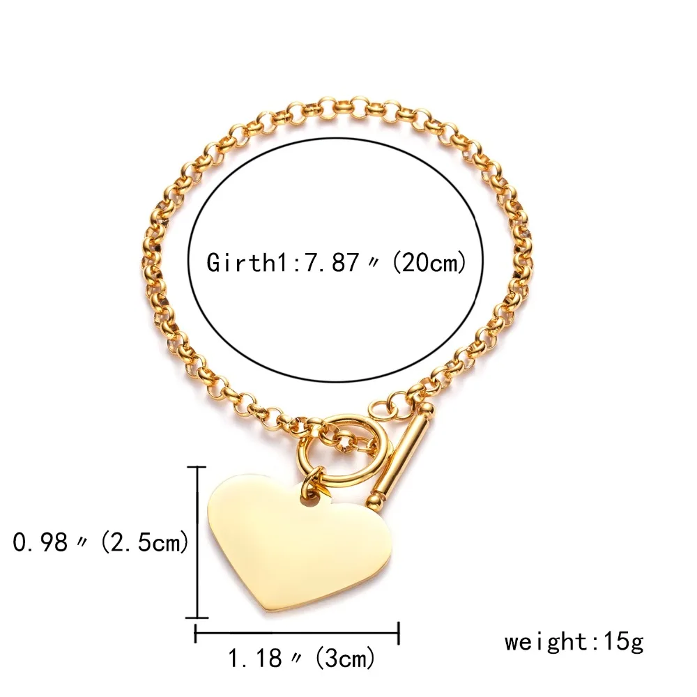 Rinhoo Индивидуальное Имя ID Сердце браслет золото нержавеющая сталь начальный шарм браслеты для женщин персонализировать ювелирные изделия лучший друг подарок