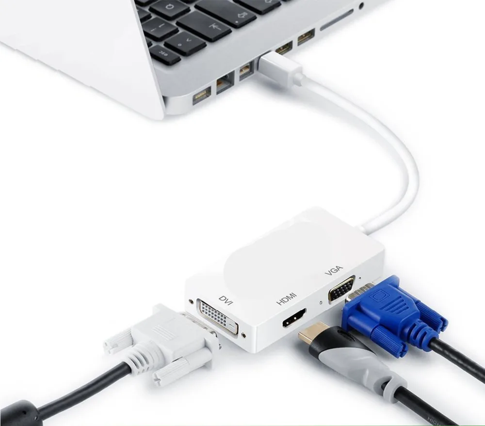 

Free Shipping Fast speed DP to HDMI DVI VGA Adapter Cable 3 In 1 1080P Mini Display Port Converter For MacBook Pro Air