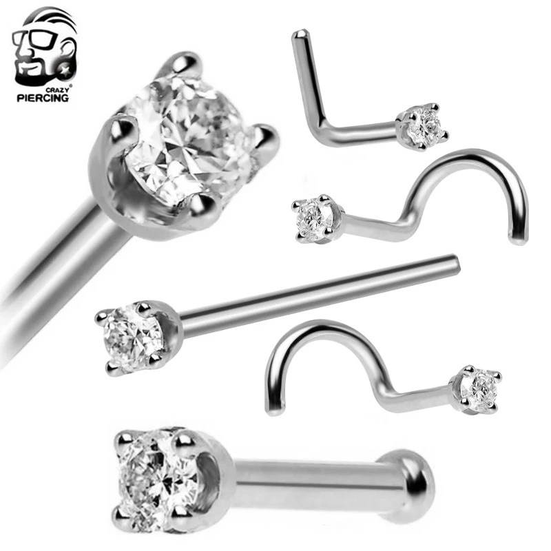 New Arrival316L Steel Nose Rings Nostril Cubic Zircon Piercing Nose