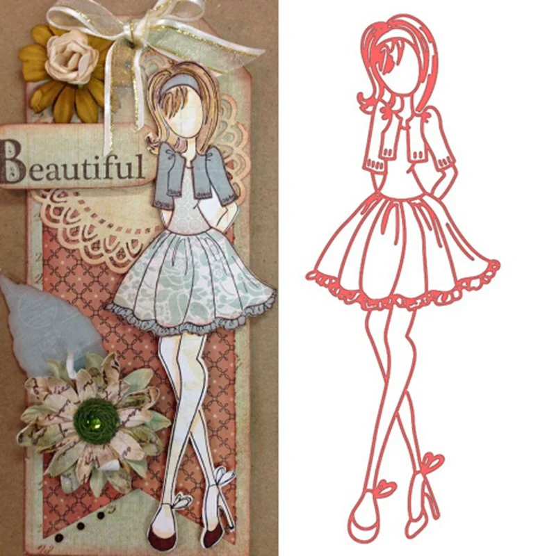 

Lovely Girl Shape Metal Cutting Dies Stencil Embossing Scrapbooking Photo Album Decor DIY Paper Card Making Crafts 1Pc