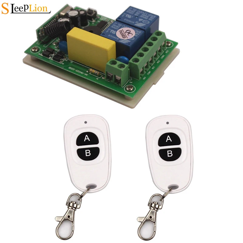 

Sleeplion AC 220V 2CH Remote Controller Switch RF Wireless Receiver And Transmitter 2 Channel Remote Control Switch 315/433MHz