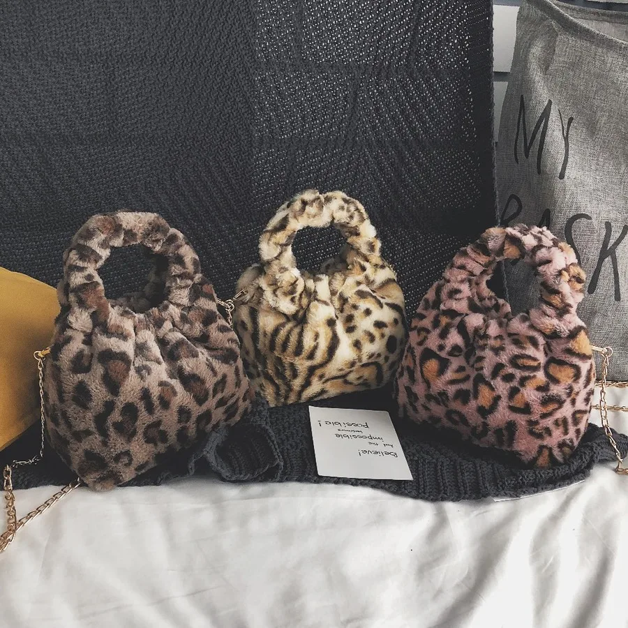 Sac Sacs rose Marron Fourrure Bandoulière 2018 jaune Mini Faux Seau Lady Petit Messenger Léopard Main Épaule Pour Imprimé Chaîne Femmes À CntnqHPx