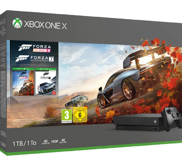 Microsoft Xbox One X 1 ТБ + Forza Horizon 4 Motorsport 7 Черный 8192 МБ GDDR5 12288 HDD | Электроника