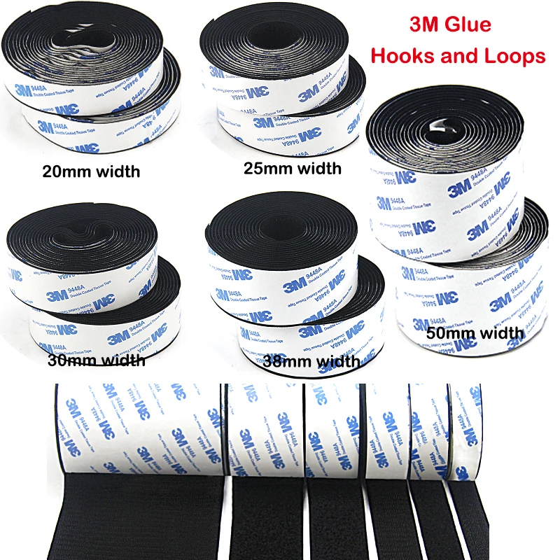 

1M Strong Self adhesive Hooks and Loops Fastener Tape nylon sticker velcros adhesive with 3M Glue Magic for DIY 20/25/30/38/50mm