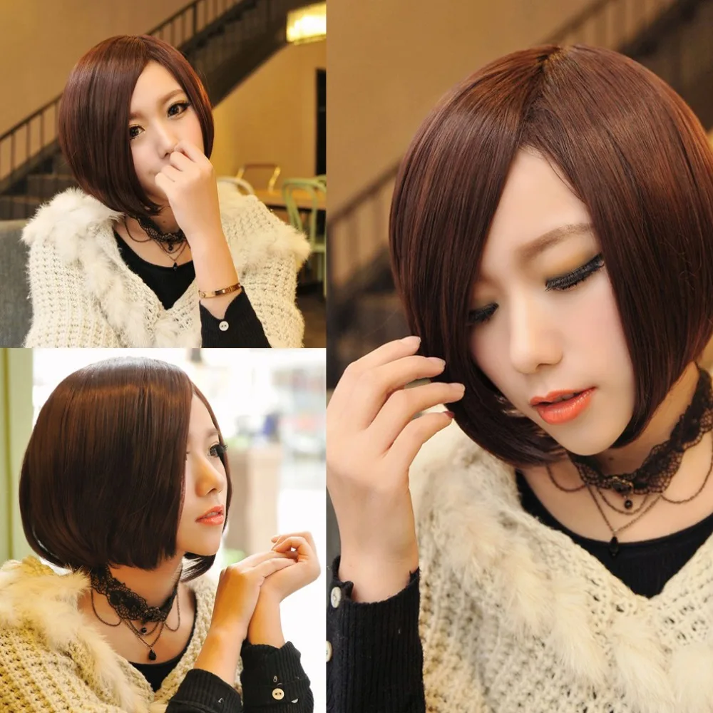 SNOILITE 9inch middle part bangs fake bangs hair pieces brown black clip in hair extensions bangs fringe for women