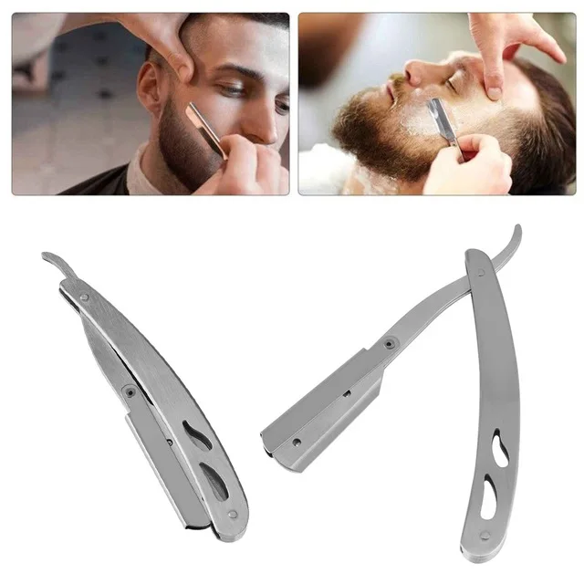 النحاس مقبض الحلاقة الحلاقة الحلاقة مستقيم حلاقة حافة الصلب شفرات الحلاقة سكين للطي أدوات الشعر الحلاقة و شفرات العتيقة