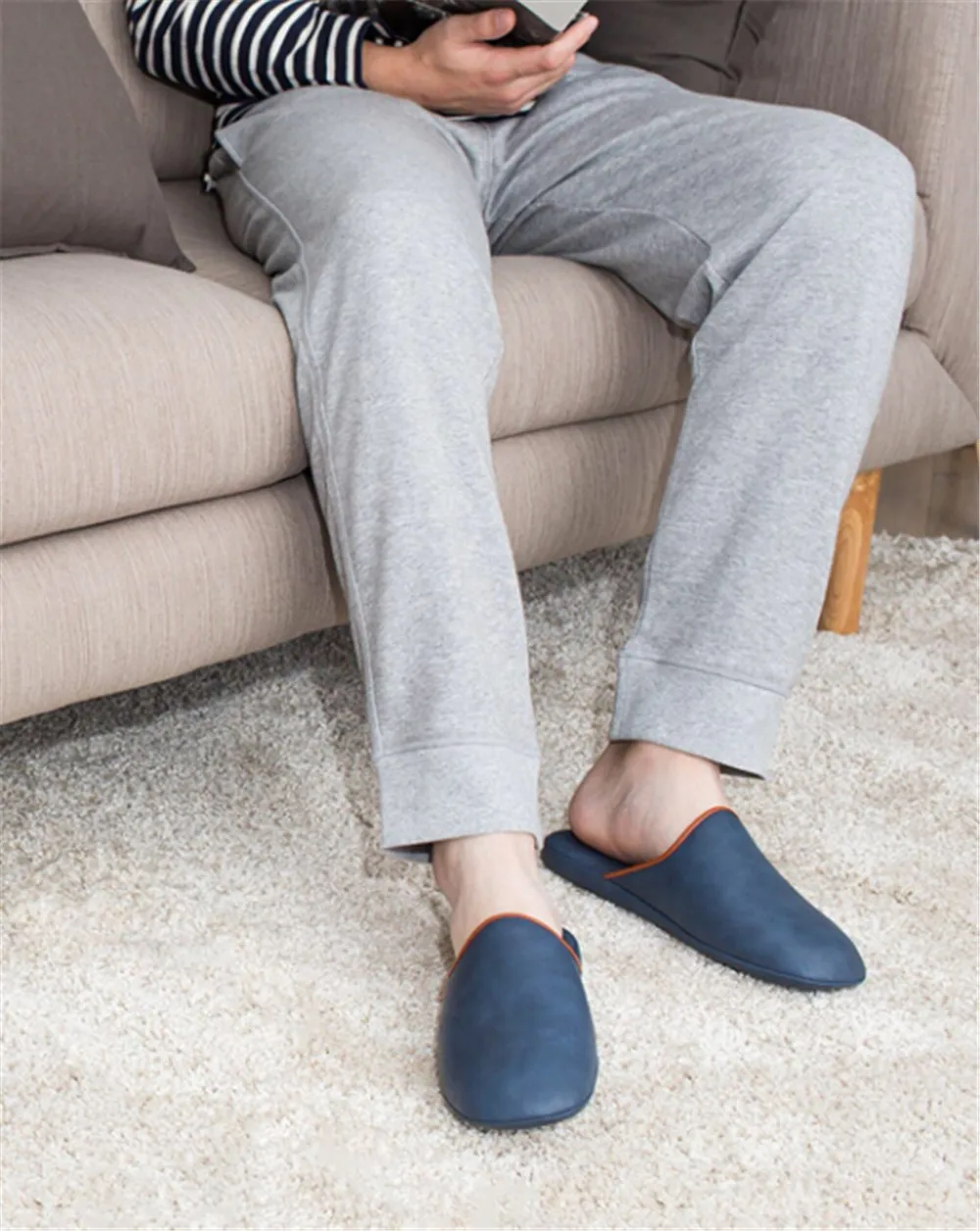 Men Women Leather Home Slippers (13)
