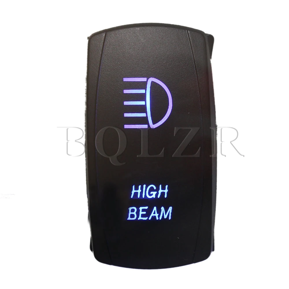 BQLZR DC12V 24V Dual Blue Pattern High Beam Momentary Rocker Switch Car