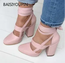 Puls Size Sexy Pumps Women Snadals New Pointed Toe Ankle Strap PU Leather Thick Heel Super High Heels Party Female Shoes 35-43 high heels quality designer shoes size 33 pumps ultra runway women scarpin suede 3 inch extreme super pointed toe ankle strap